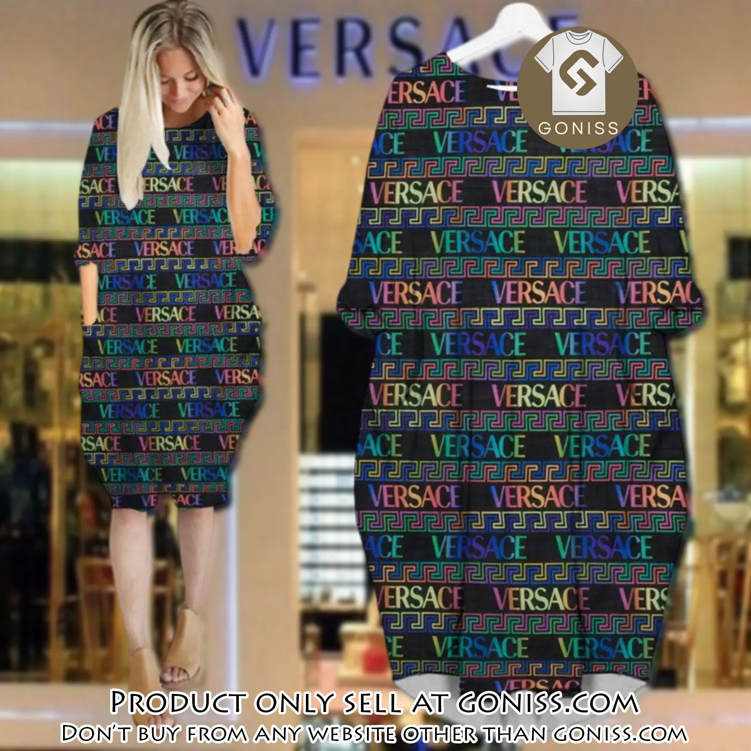Gianni versace multicolor batwing pocket dress luxury brand for women pd062 gn0503889